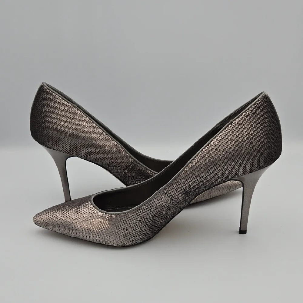 White House Black Market Gracelynn Hematite Sequin Heel, Size 9
